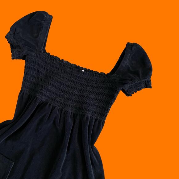 00's vintage black terry cloth y2k baby doll mini dress SMALL juicy couture - Picture 2 of 7